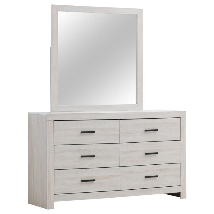 Brantford - 6 - Drawer Dresser With Mirror - Coastal White Dresser &amp; Mirror modern furniture Contempo Furniture