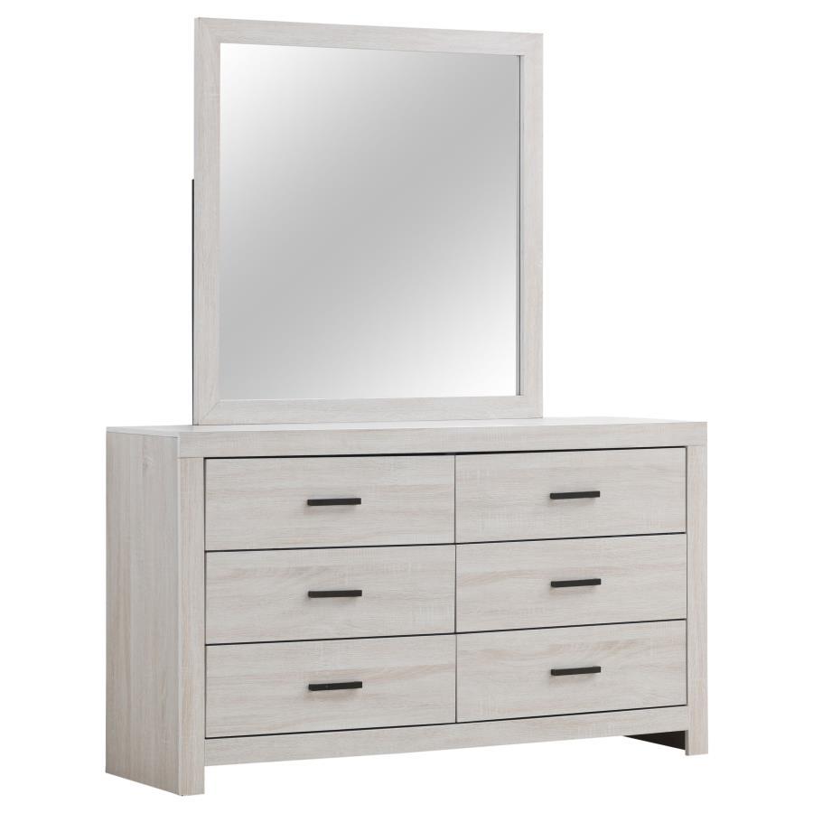 Brantford - 6 - Drawer Dresser With Mirror - Coastal White Dresser & Mirror modern furniture Contempo Furniture