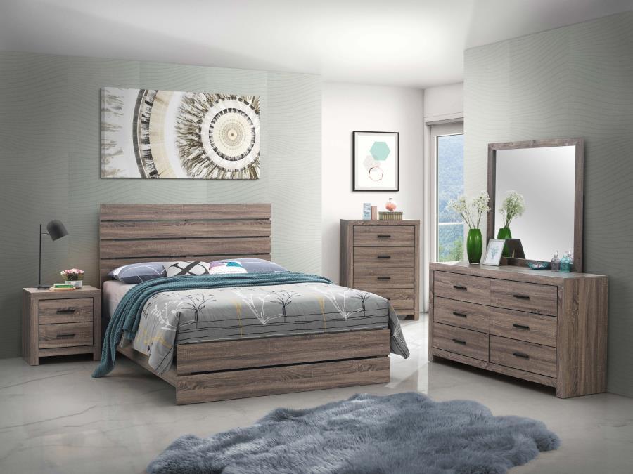 Brantford - Wood Eastern King Panel Bed - Barrel Oak Panel Bed modern furniture Contempo Furniture