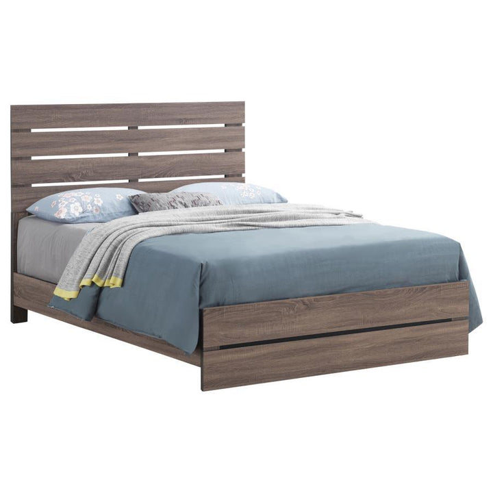 Brantford - Wood Queen Panel Bed - Barrel Oak Panel Bed modern furniture Contempo Furniture