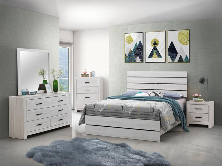 Brantford - Wood Queen Panel Bed - Coastal White Panel Bed modern furniture Contempo Furniture