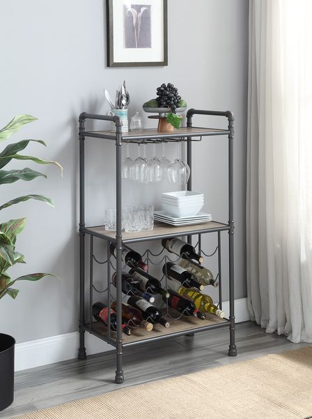 Brantley Wine Rack - Antique Oak &amp; Sandy Gray