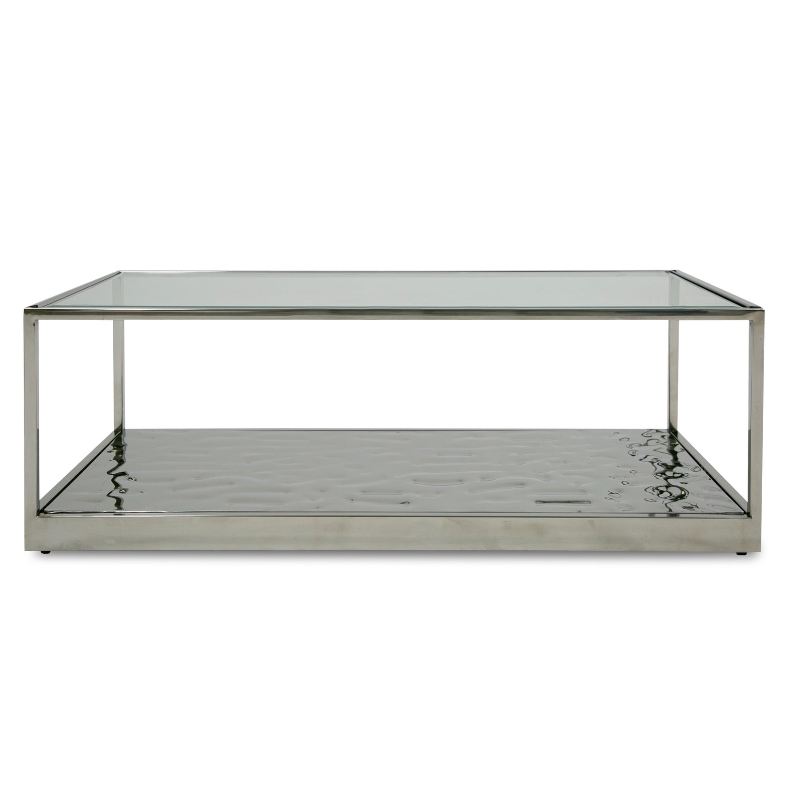 Braxton - Contemporary Clear Wave Glass Coffee Table