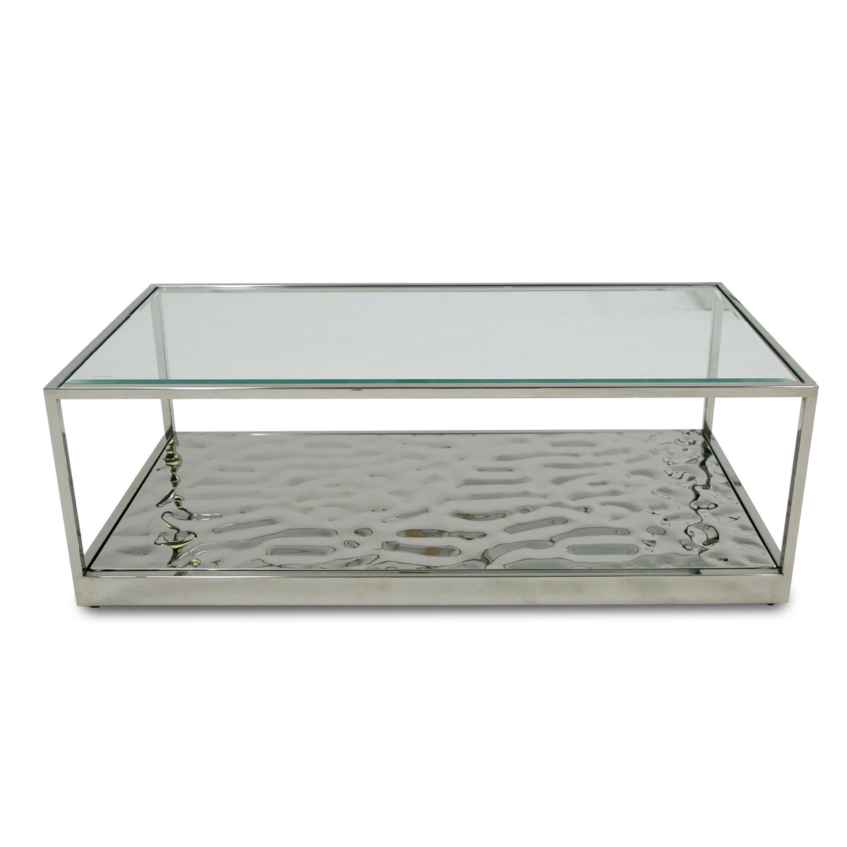 Braxton - Contemporary Clear Wave Glass Coffee Table - View 2