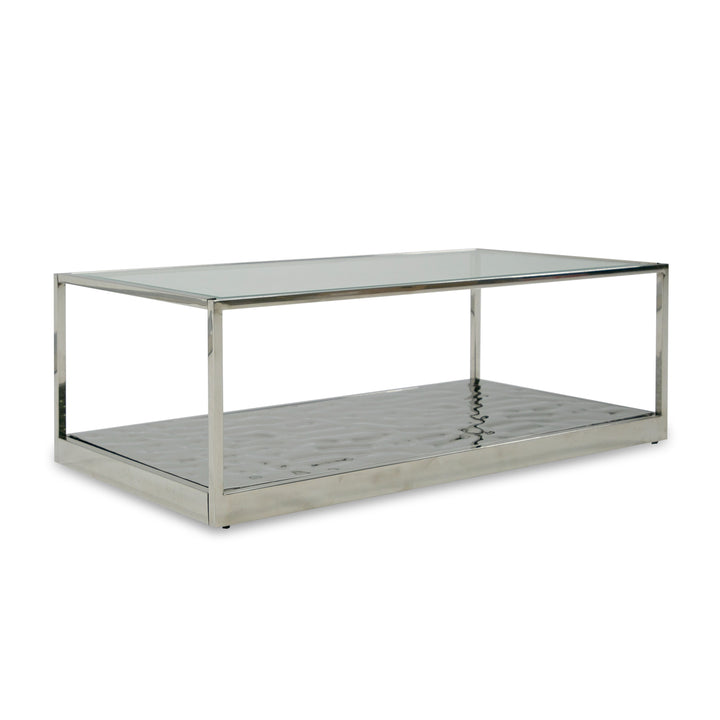 Braxton - Contemporary Clear Wave Glass Coffee Table