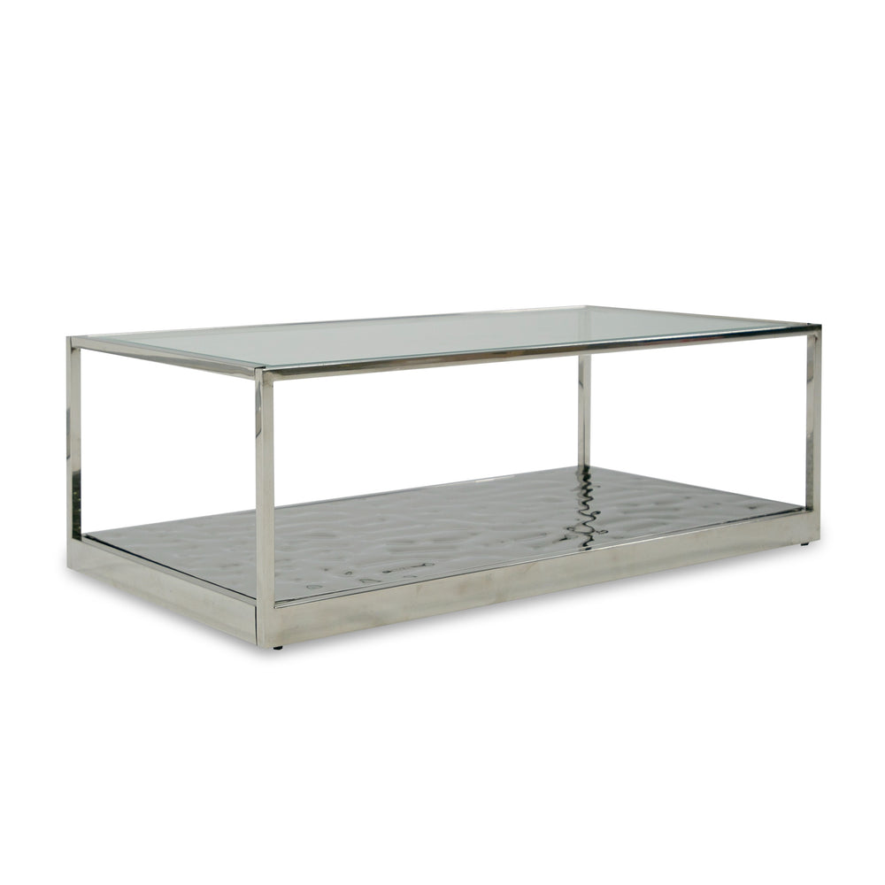 Braxton - Contemporary Clear Wave Glass Coffee Table - View 4