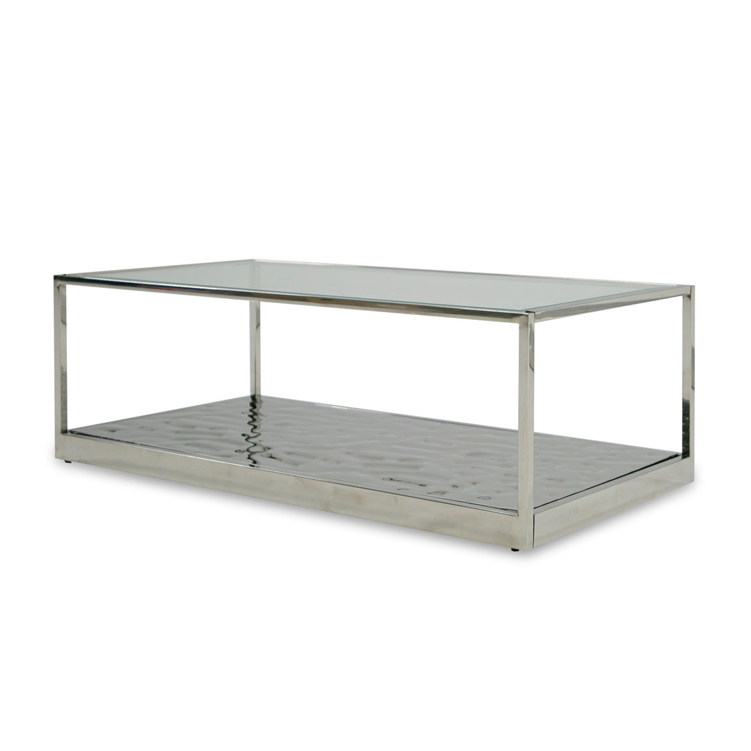 Braxton  Contemporary Clear Wave Glass Coffee Table