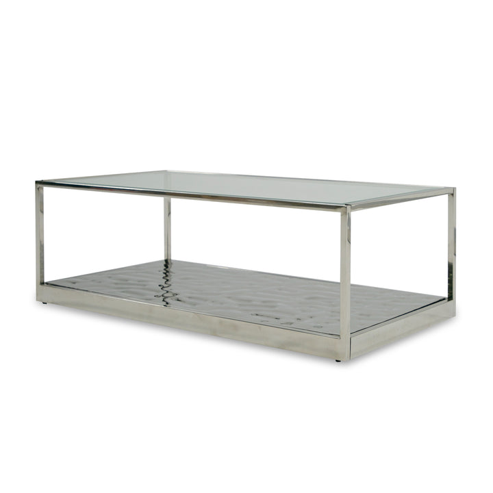 Braxton  Contemporary Clear Wave Glass Coffee Table