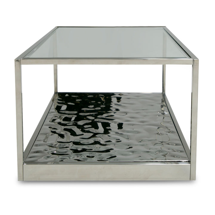 Braxton - Contemporary Clear Wave Glass Coffee Table