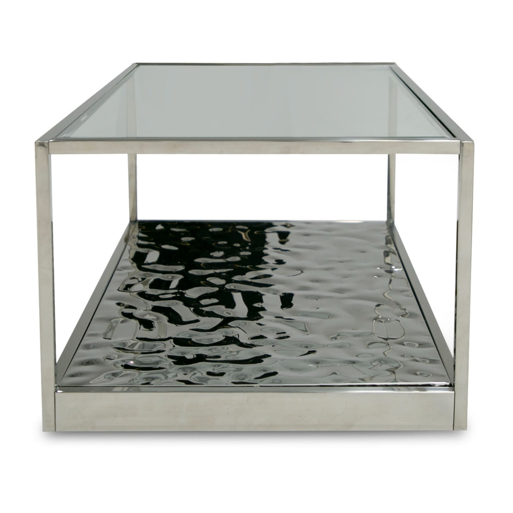 Braxton - Contemporary Clear Wave Glass Coffee Table - View 5