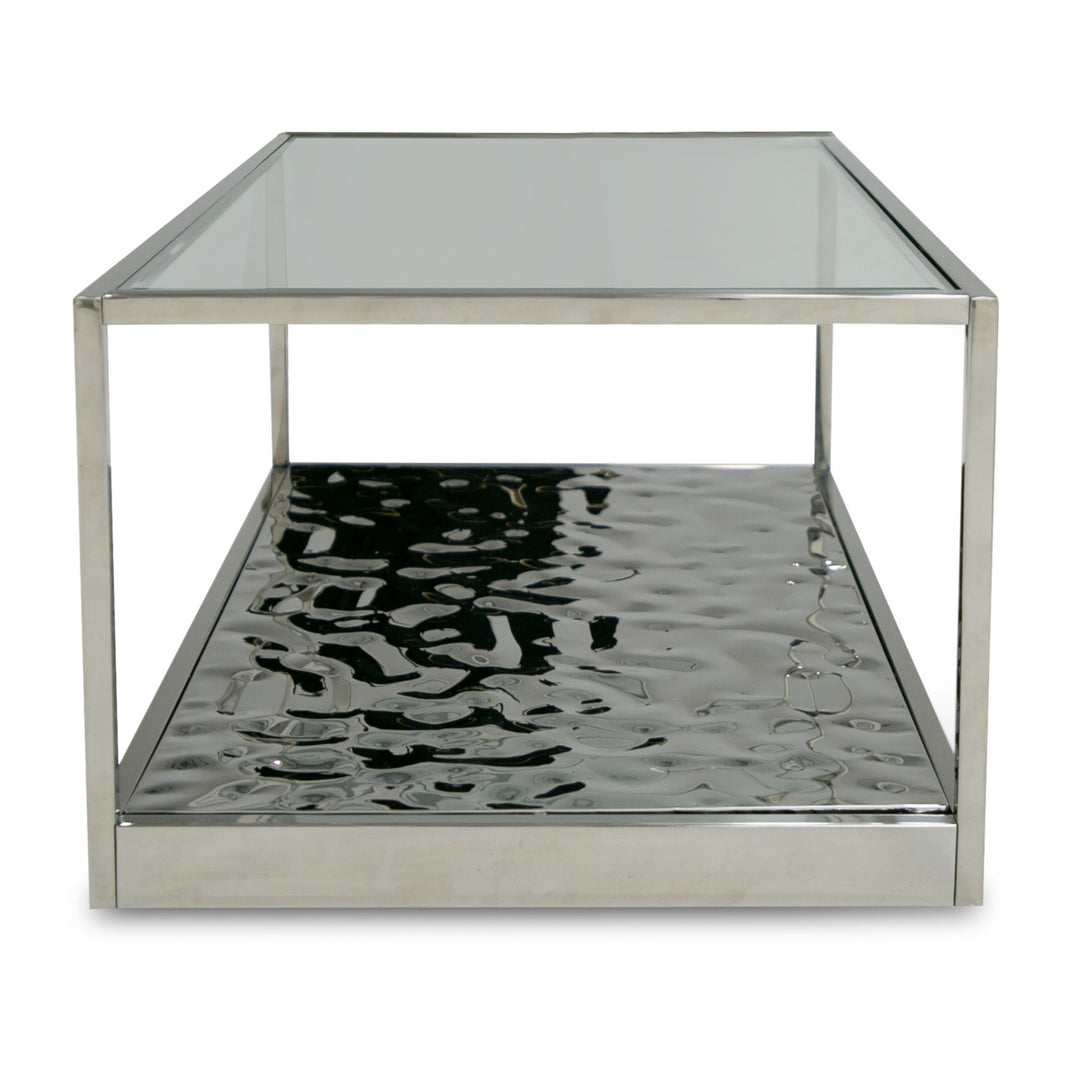 Braxton - Contemporary Clear Wave Glass Coffee Table