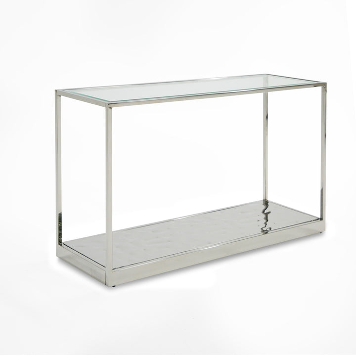 Braxton - Contemporary Clear Wave Glass Console Table