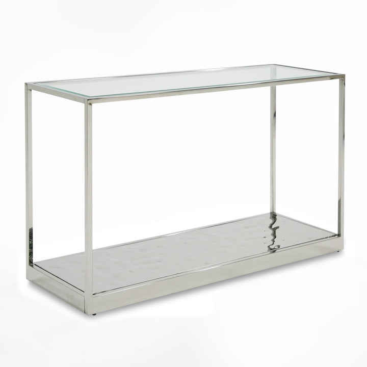 Braxton - Contemporary Clear Wave Glass Console Table