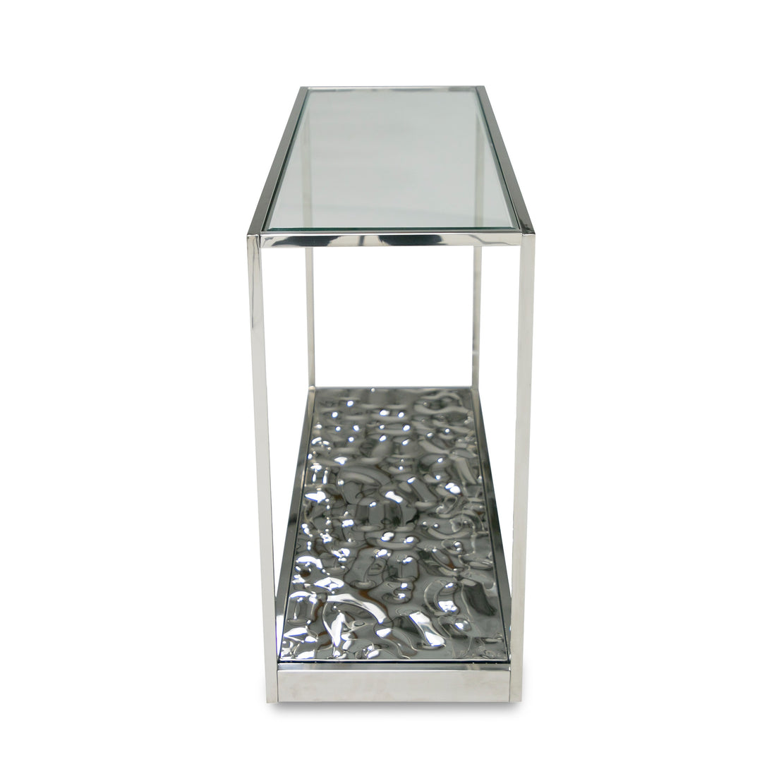 Braxton - Contemporary Clear Wave Glass Console Table