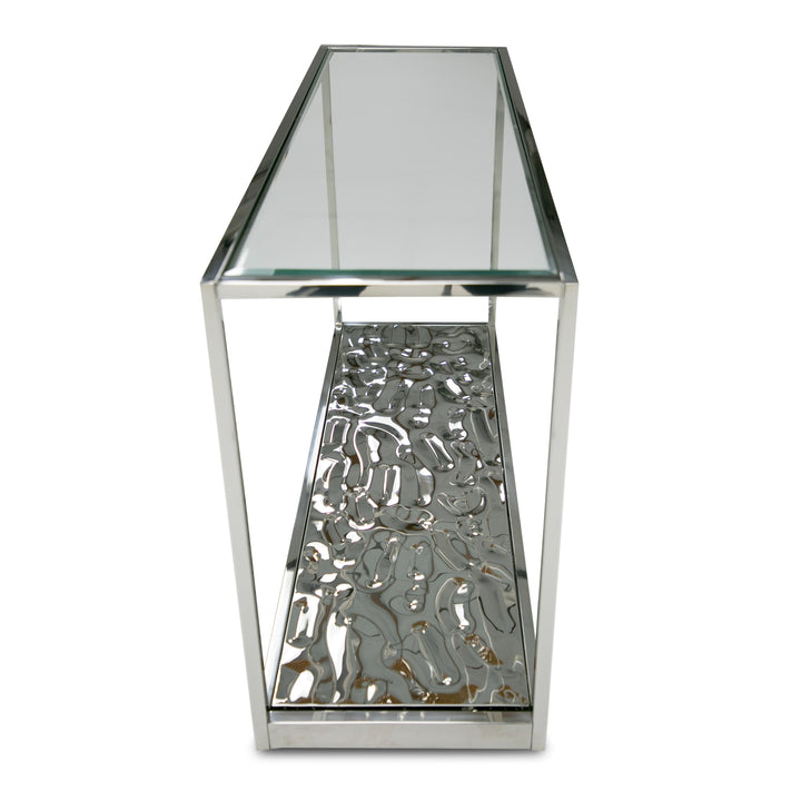 Braxton - Contemporary Clear Wave Glass Console Table