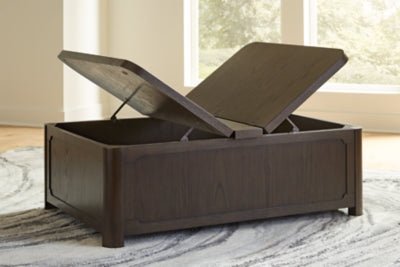 Breckington Coffee Table With Storage - Dark Brown Cocktail Table modern furniture Contempo Furniture