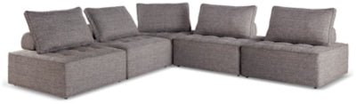 Bree Zee 5 - Piece Outdoor Modular Seating - Dark Brown Stationary Sectional modern furniture Contempo Furniture