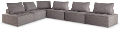 Bree Zee 6 - Piece Outdoor Modular Seating - Dark Brown Stationary Sectional modern furniture Contempo Furniture