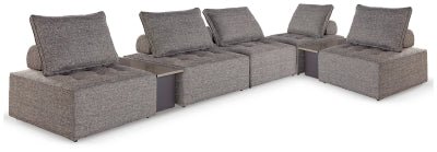 Bree Zee 7 - Piece Outdoor Modular Seating - Dark Brown Stationary Sectional modern furniture Contempo Furniture