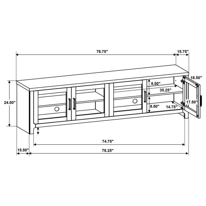 Brenham - 79" 4 - Door TV Stand Media Console - Washed Oak TV Stand modern furniture Contempo Furniture