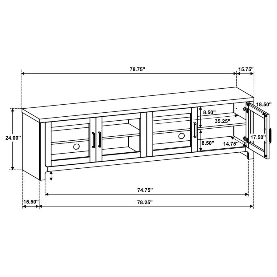 Brenham - 79" 4 - Door TV Stand Media Console - Washed Oak TV Stand modern furniture Contempo Furniture