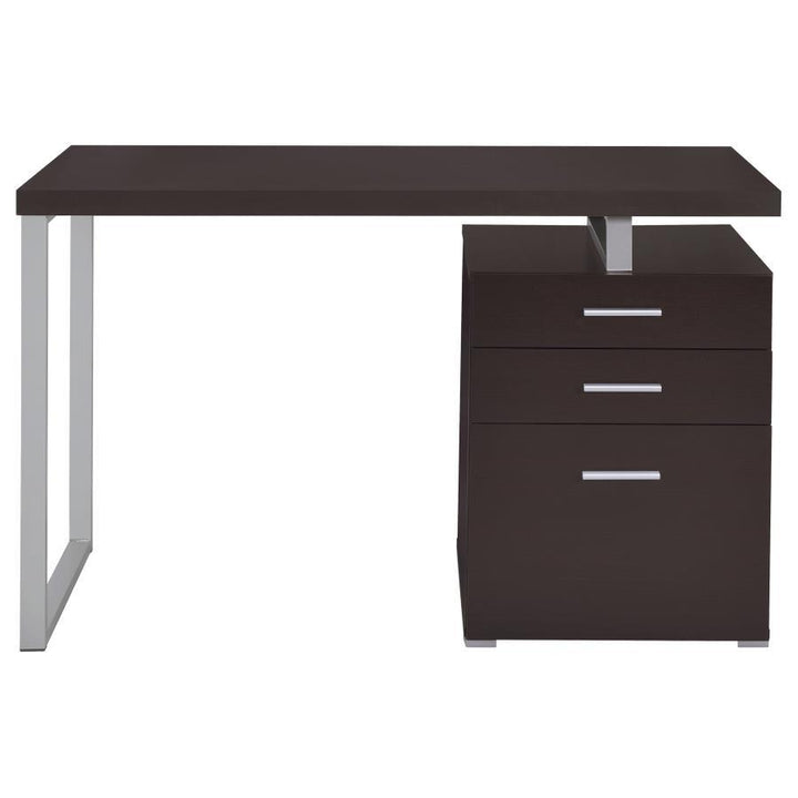 Brennan - 3 - Drawer Office Computer Desk - Cappuccino Computer Desk modern furniture Contempo Furniture