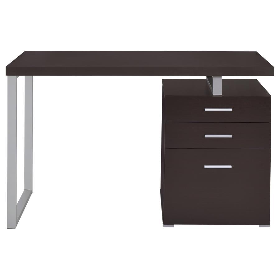 Brennan - 3 - Drawer Office Computer Desk - Cappuccino Computer Desk modern furniture Contempo Furniture