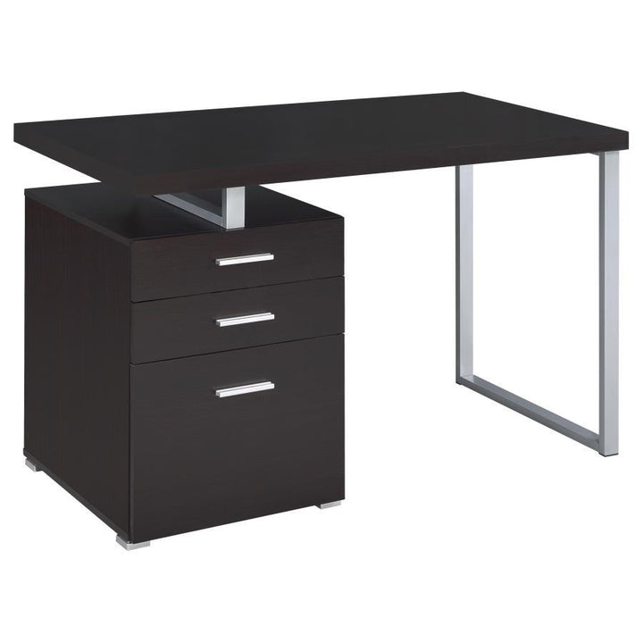 Brennan - 3 - Drawer Office Computer Desk - Cappuccino Computer Desk modern furniture Contempo Furniture