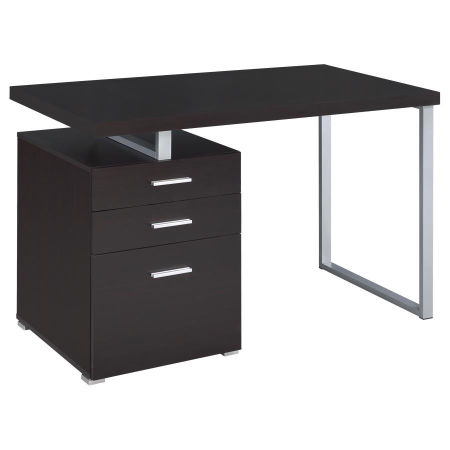 Brennan - 3 - Drawer Office Computer Desk - Cappuccino Computer Desk modern furniture Contempo Furniture