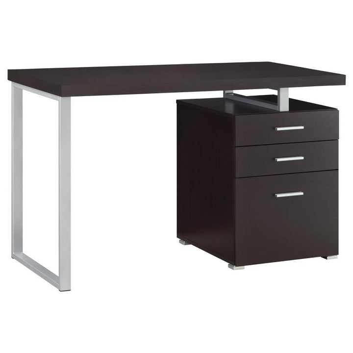 Brennan - 3 - Drawer Office Computer Desk - Cappuccino Computer Desk modern furniture Contempo Furniture