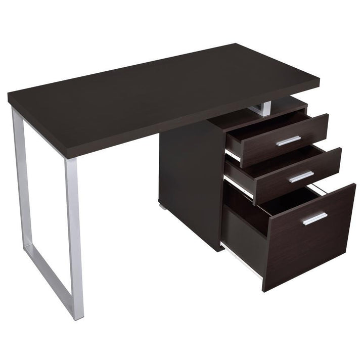 Brennan - 3 - Drawer Office Computer Desk - Cappuccino Computer Desk modern furniture Contempo Furniture