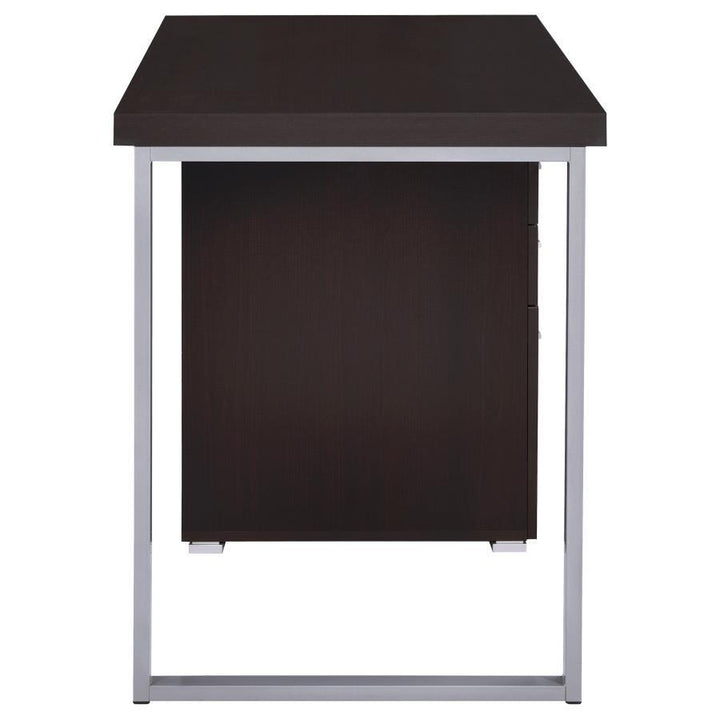 Brennan - 3 - Drawer Office Computer Desk - Cappuccino Computer Desk modern furniture Contempo Furniture