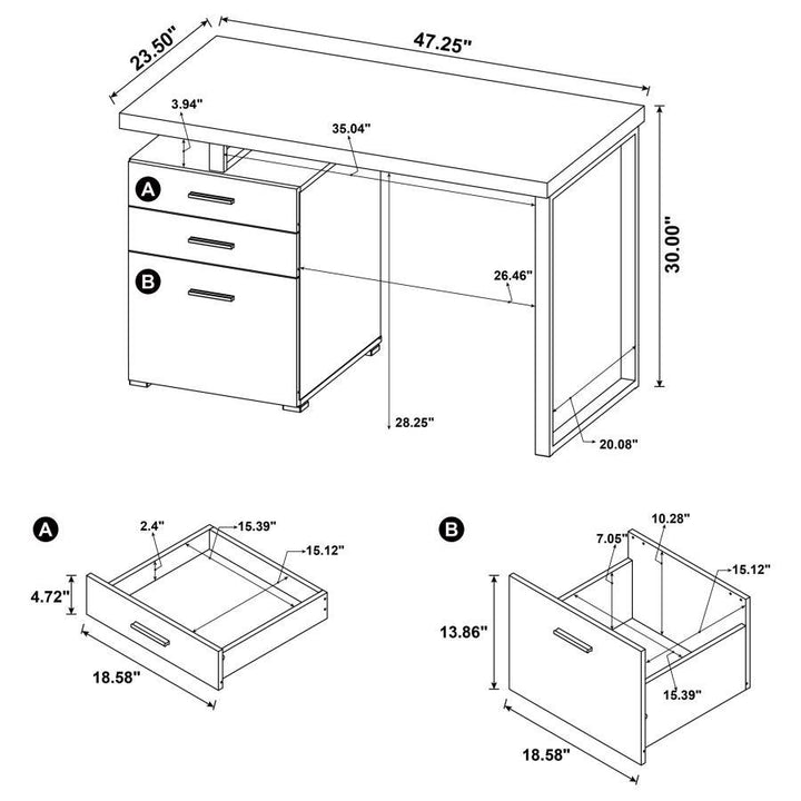 Brennan - 3 - Drawer Office Computer Desk - Weathered Gray Computer Desk modern furniture Contempo Furniture