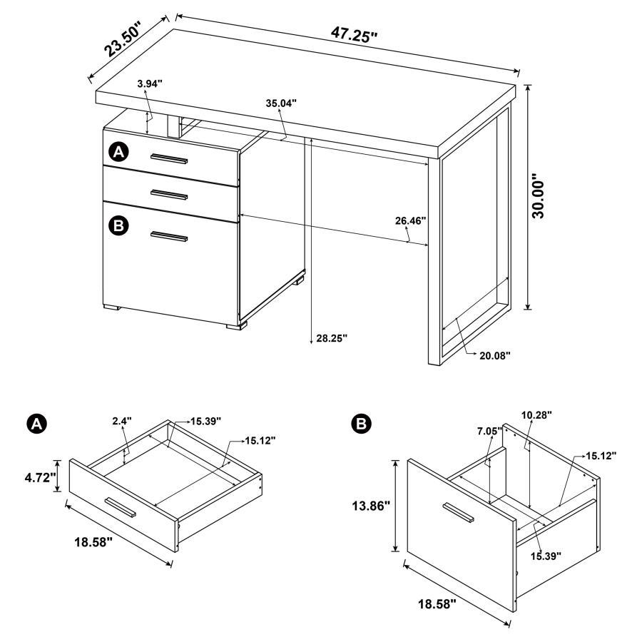 Brennan - 3 - Drawer Office Computer Desk - Weathered Gray Computer Desk modern furniture Contempo Furniture