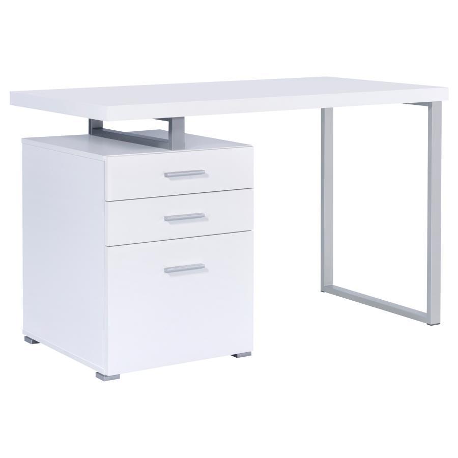 Brennan - 3 - Drawer Office Computer Desk - White Computer Desk modern furniture Contempo Furniture