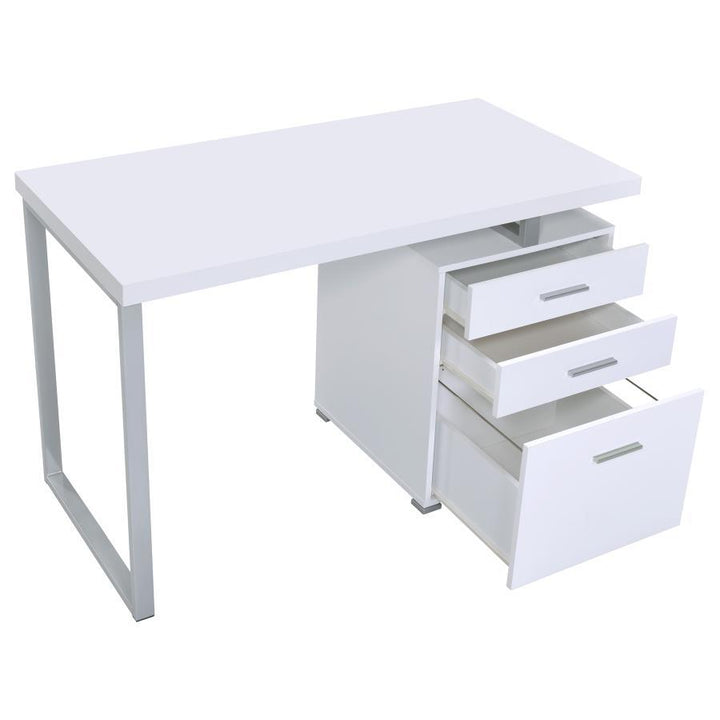 Brennan - 3 - Drawer Office Computer Desk - White Computer Desk modern furniture Contempo Furniture