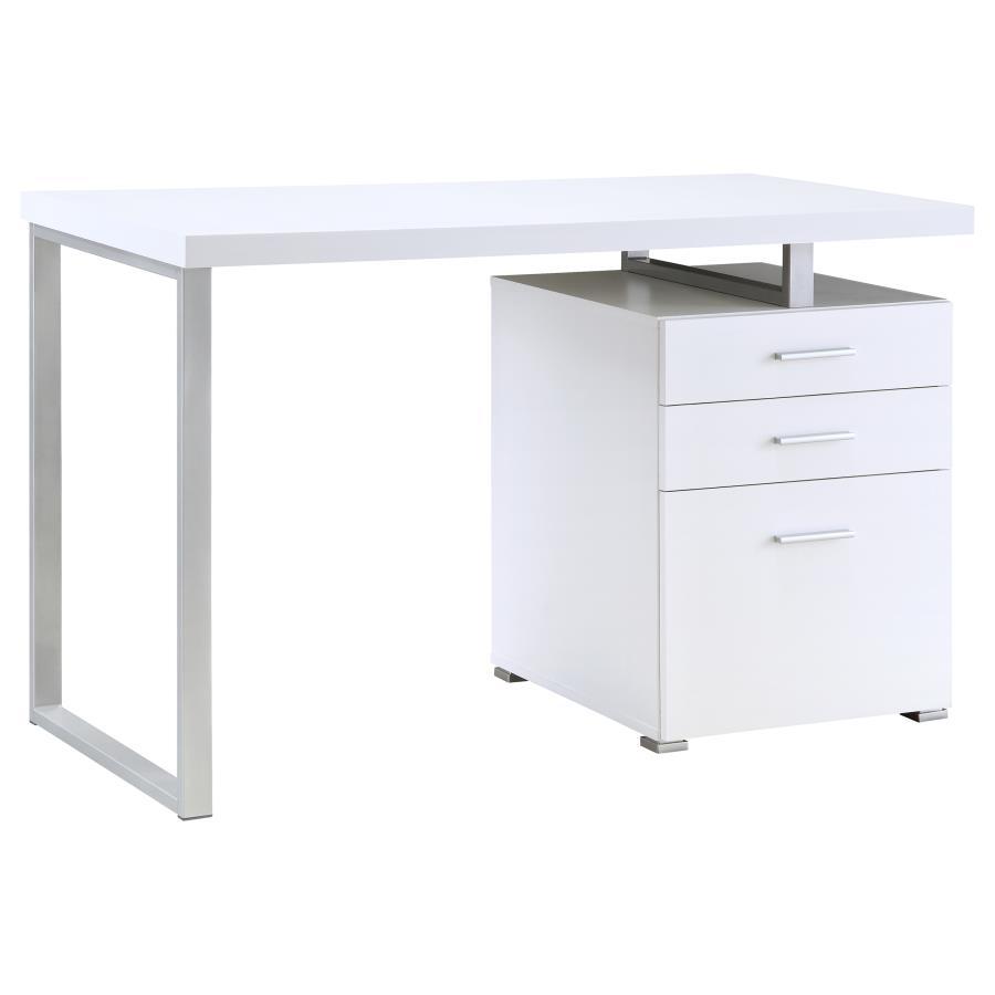 Brennan - 3 - Drawer Office Computer Desk - White Computer Desk modern furniture Contempo Furniture