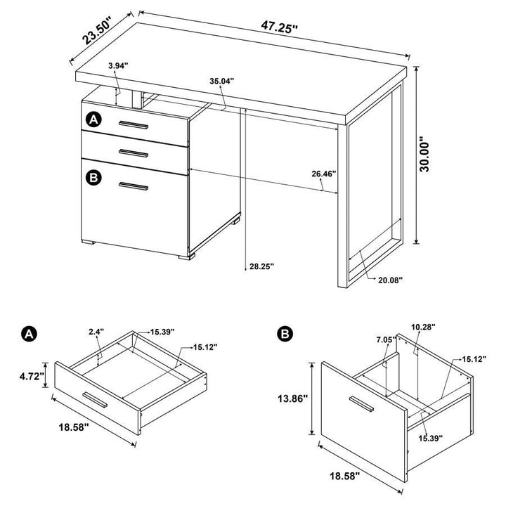 Brennan - 3 - Drawer Office Computer Desk - White Computer Desk modern furniture Contempo Furniture