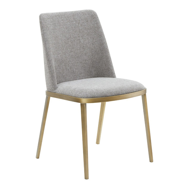 Brent- Contemporary Light Grey Fabric + Brass Dining Chair Set of 2