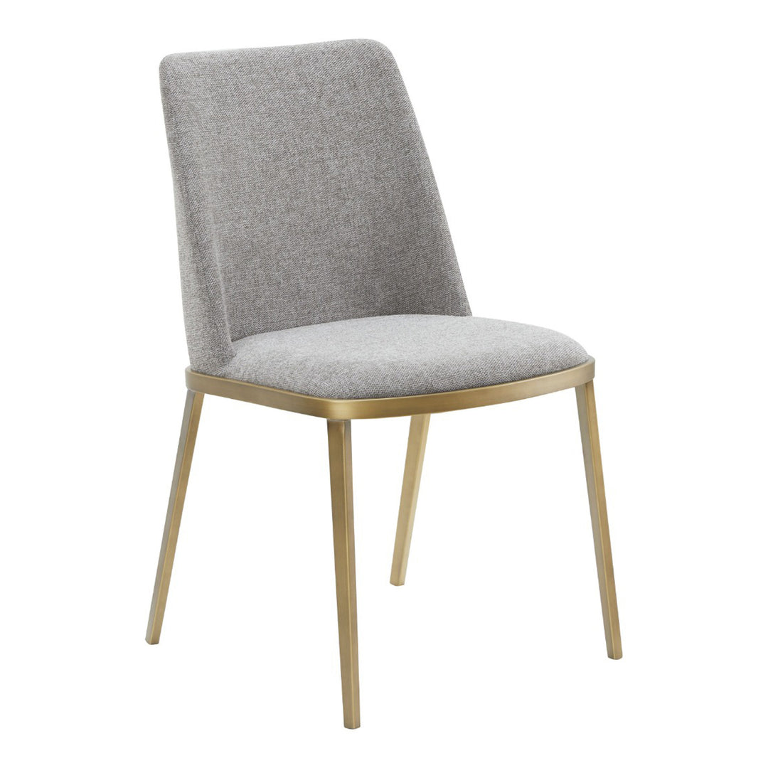 Brent- Contemporary Light Grey Fabric + Brass Dining Chair Set of 2