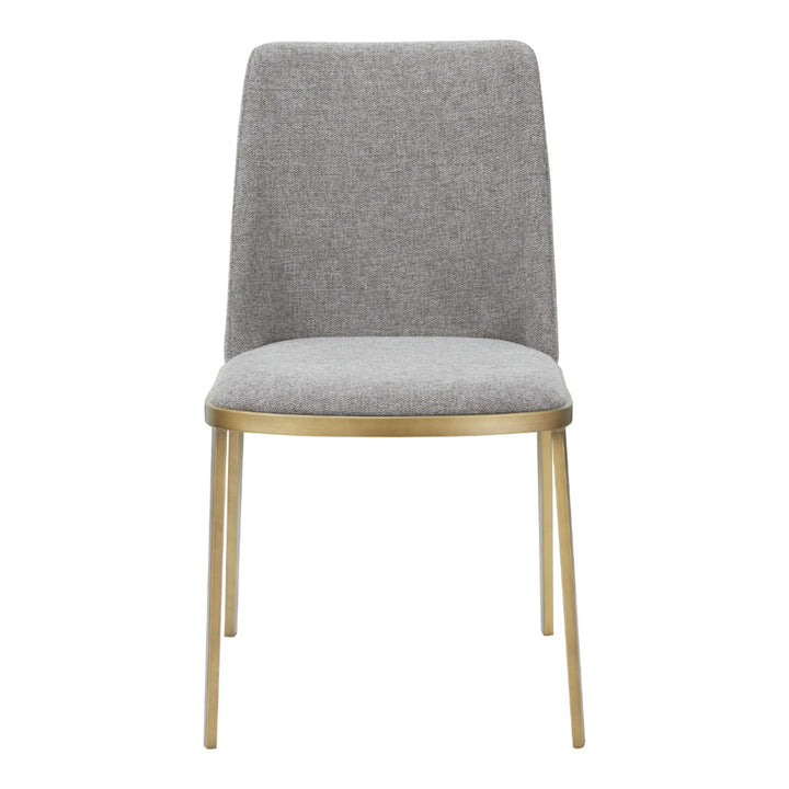 Brent- Contemporary Light Grey Fabric + Brass Dining Chair Set of 2