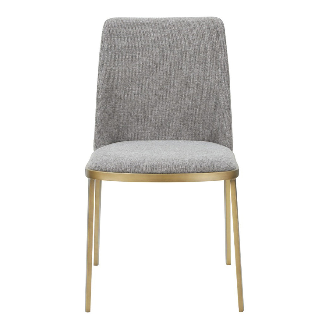 Brent- Contemporary Light Grey Fabric + Brass Dining Chair Set of 2