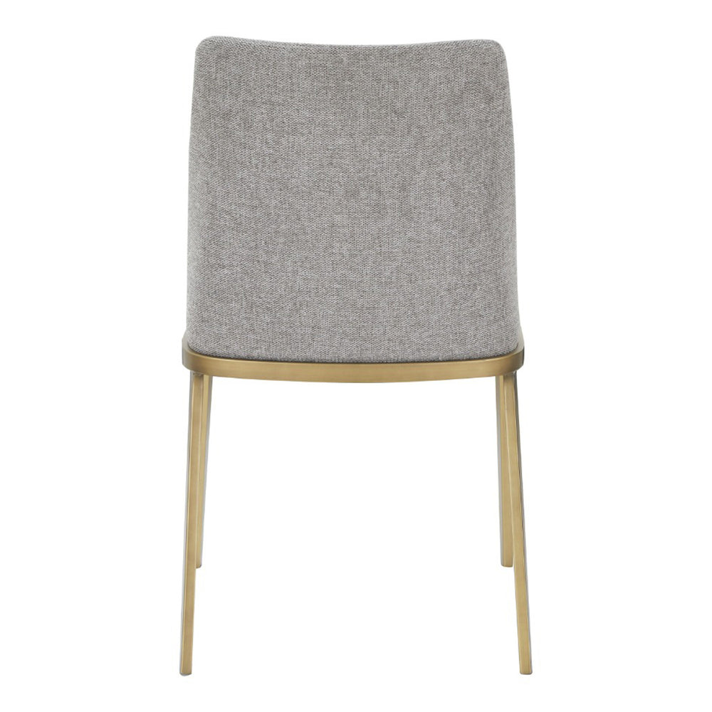 Brent- Contemporary Light Grey Fabric + Brass Dining Chair Set of 2 - View 6