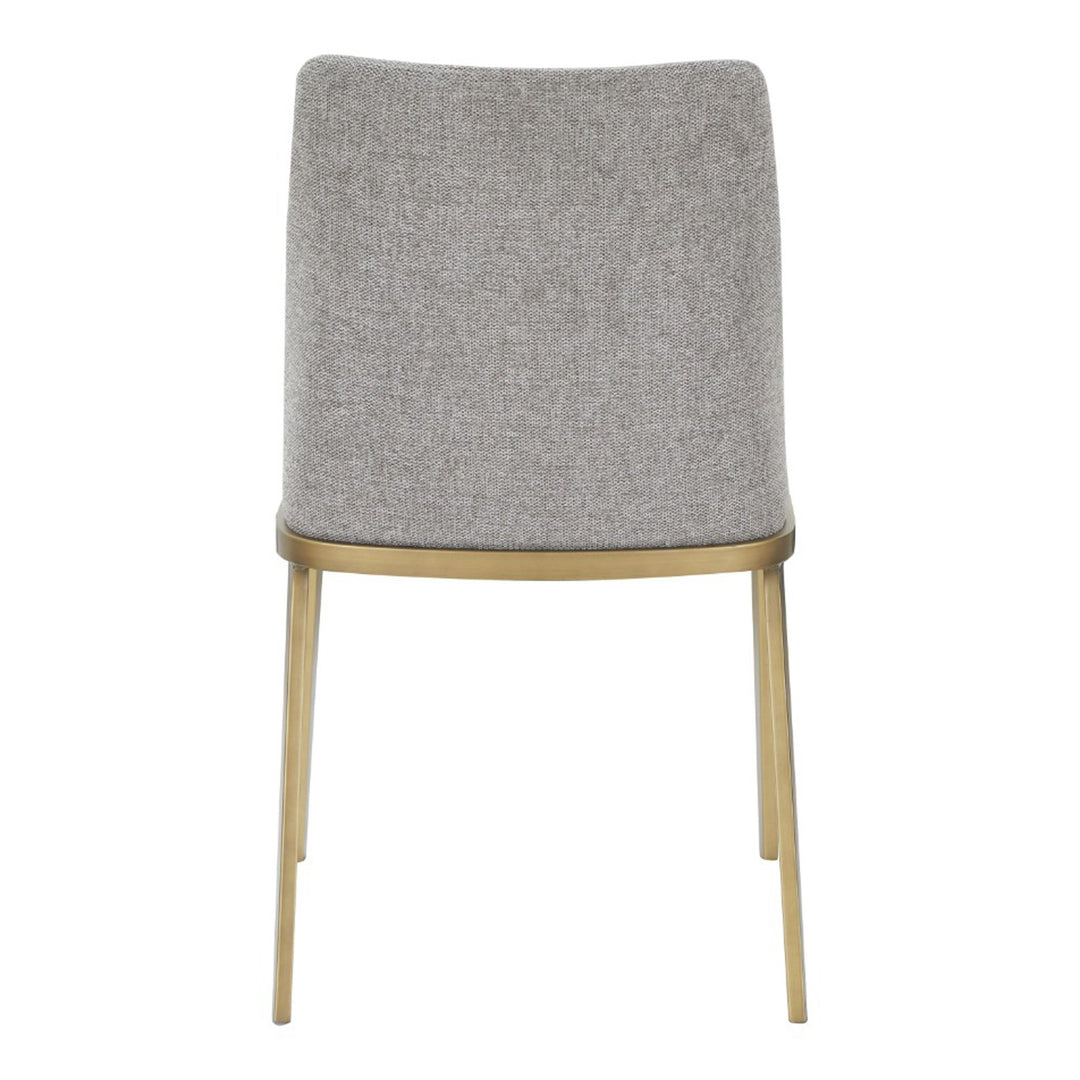 Brent- Contemporary Light Grey Fabric + Brass Dining Chair Set of 2