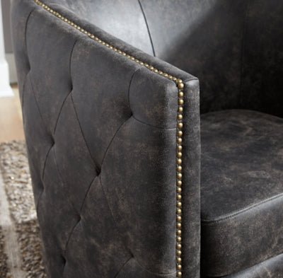 Brentlow Swivel Accent Chair - Black Swivel Chair modern furniture Contempo Furniture
