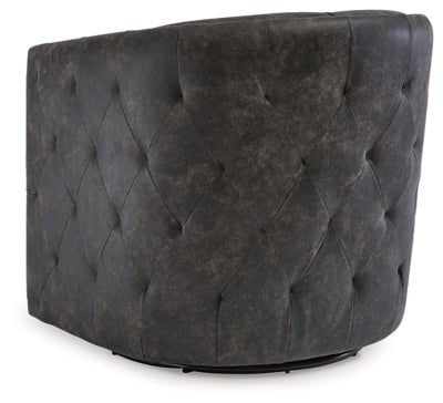 Brentlow Swivel Accent Chair - Black Swivel Chair modern furniture Contempo Furniture
