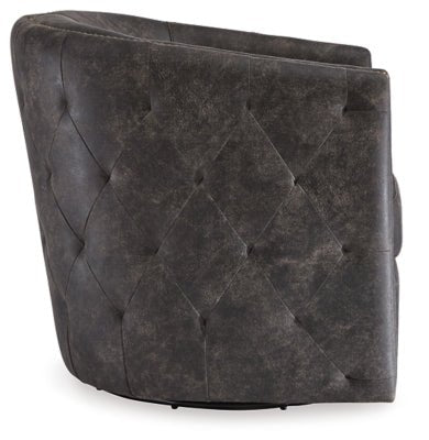 Brentlow Swivel Accent Chair - Black Swivel Chair modern furniture Contempo Furniture