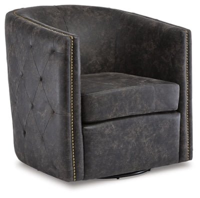Brentlow Swivel Accent Chair - Black Swivel Chair modern furniture Contempo Furniture