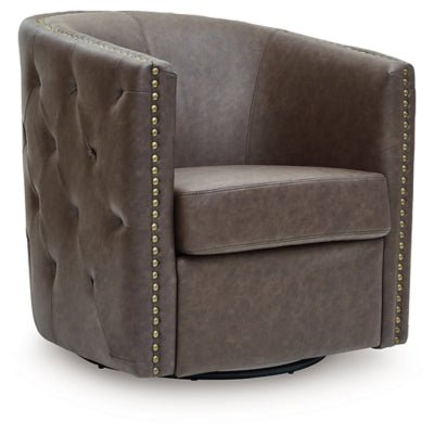 Brentlow Swivel Accent Chair - Dark Brown Swivel Chair modern furniture Contempo Furniture