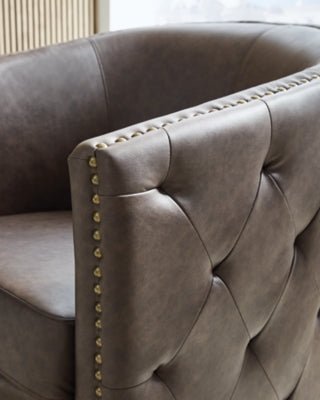 Brentlow Swivel Accent Chair - Dark Brown Swivel Chair modern furniture Contempo Furniture